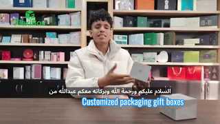 A young man from Mauritania introduces a Chinese packaging product.