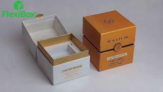 Custom Two-Tone Flip Cosmetic Box With Metal Logo For Cream & Vitamin Capsule